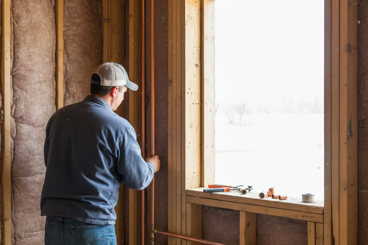 Licensed plumber running new copper supply lines in a Fort Meade home