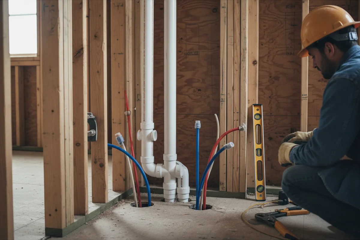 Drain and supply rough-in during Leak Detection in Fort Meade