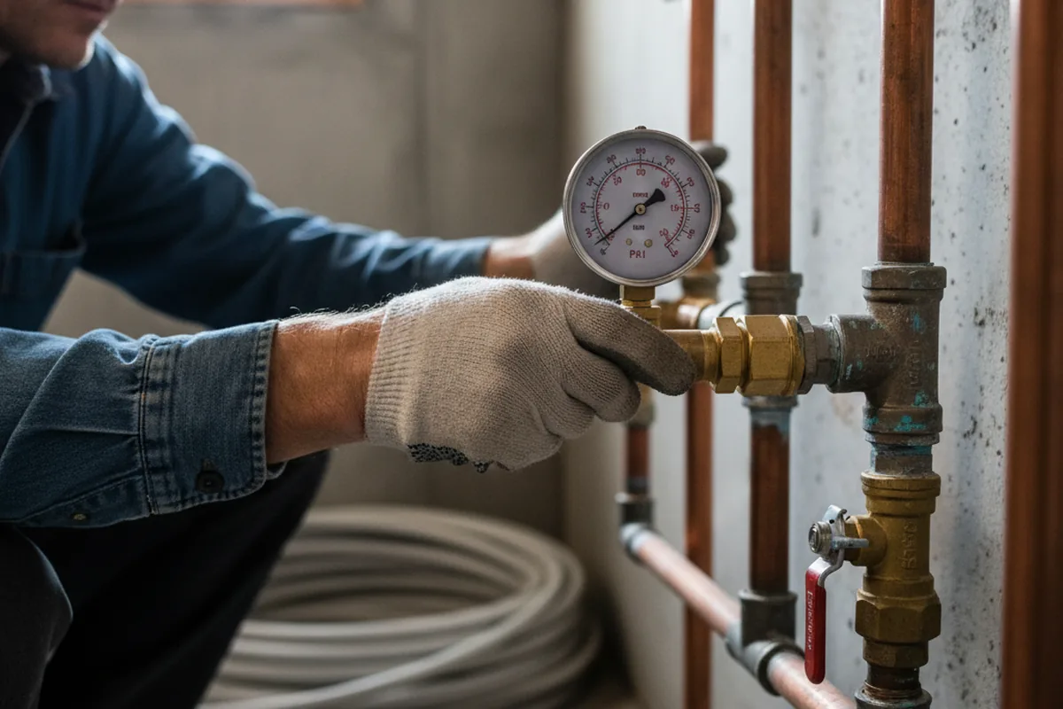 Pressure testing a repaired line during Water Line Repair in Fort Meade